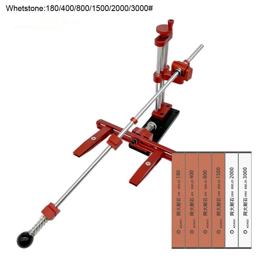 Red Aluminium Alloy Fixed Knife Sharpener Professional Woodwork Grinding System Rotation Adjustment Angle Sharpening Stone