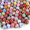 Polymer Clay Perlen mit Blumendruck, gemischte Farbe, runde Zwischenstücke für DIY Schmuck, 10-20 Stück