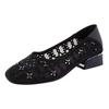 Summer Shoes Women Low Heels Breathable Mesh Shoes Square toe Elegant Office Lady Shoes Black Beige Grey Plus Size 42