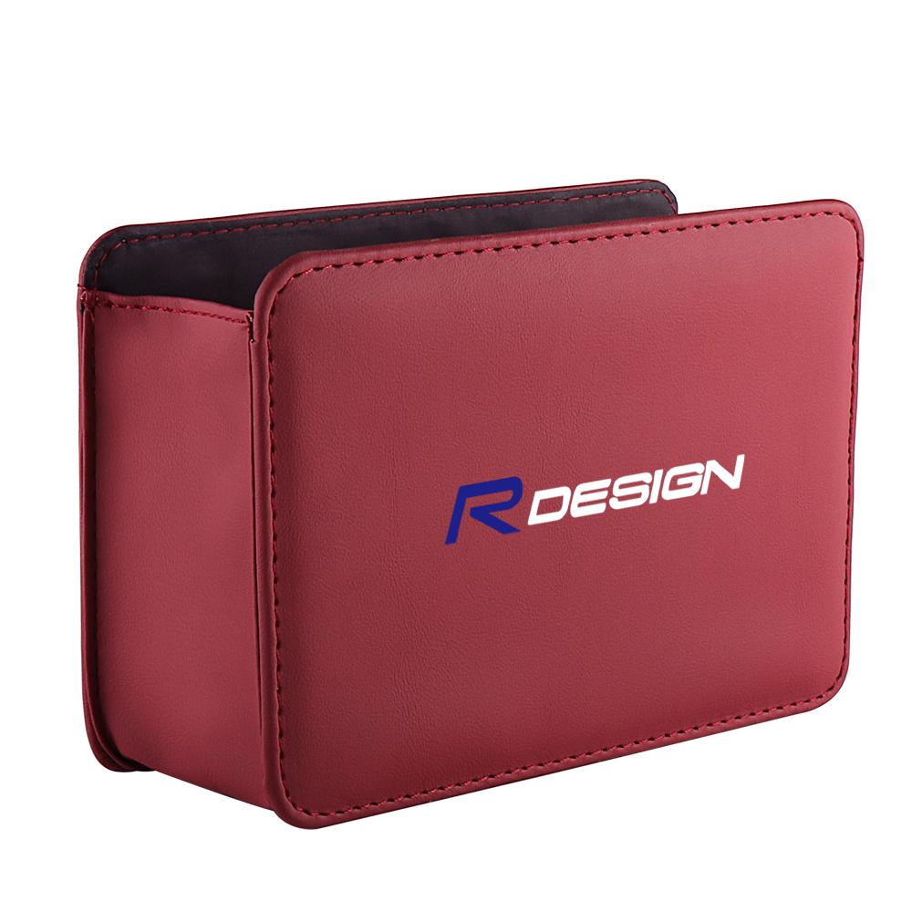 Car Door Storage Box Leather Auto Emblem Seat Back Trash Can For Volvo Rdesign XC60 V40 S60 V50 V60 C30 S40 XC40 S80 Accessories
