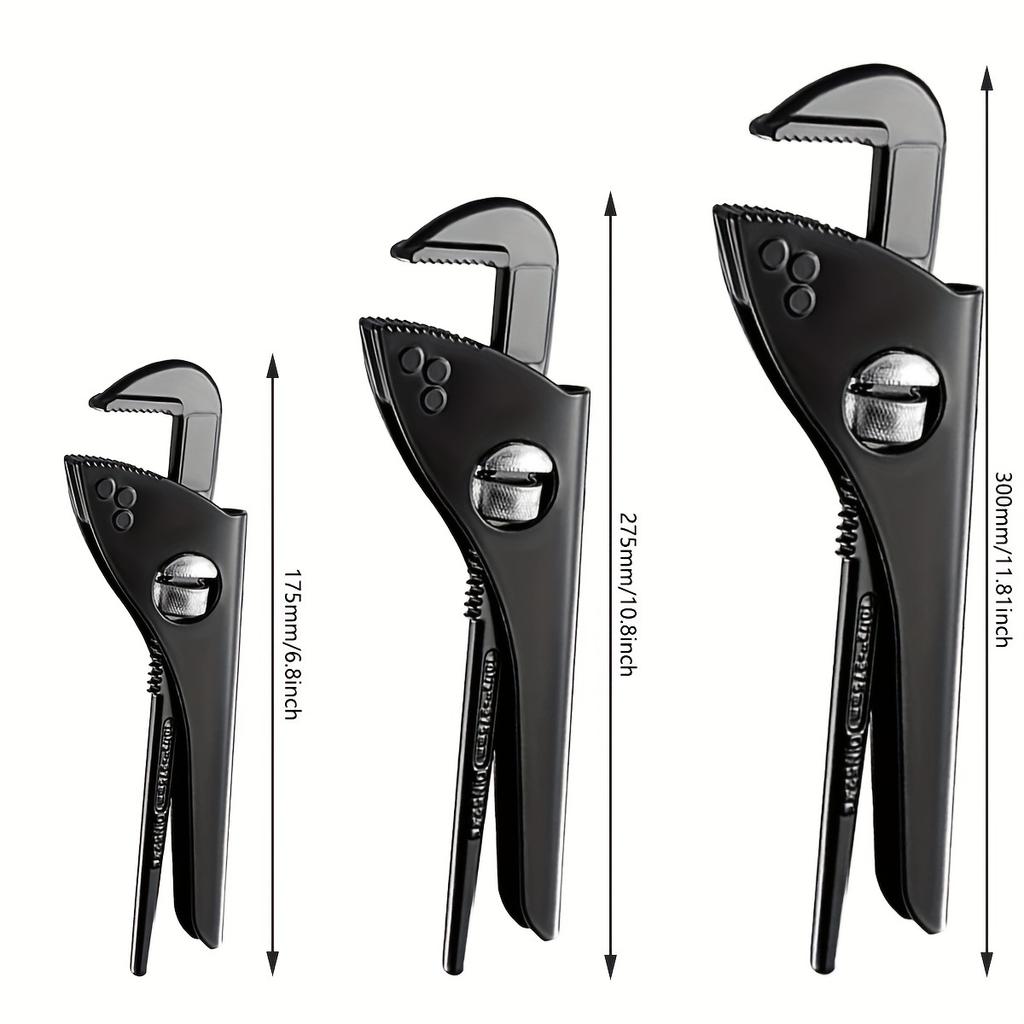 3pcs Plumbing Pliers Wrench,7/10/12inch Adjustable Water Pipe Plier Multi Functional Quick Water Pipe Wrench