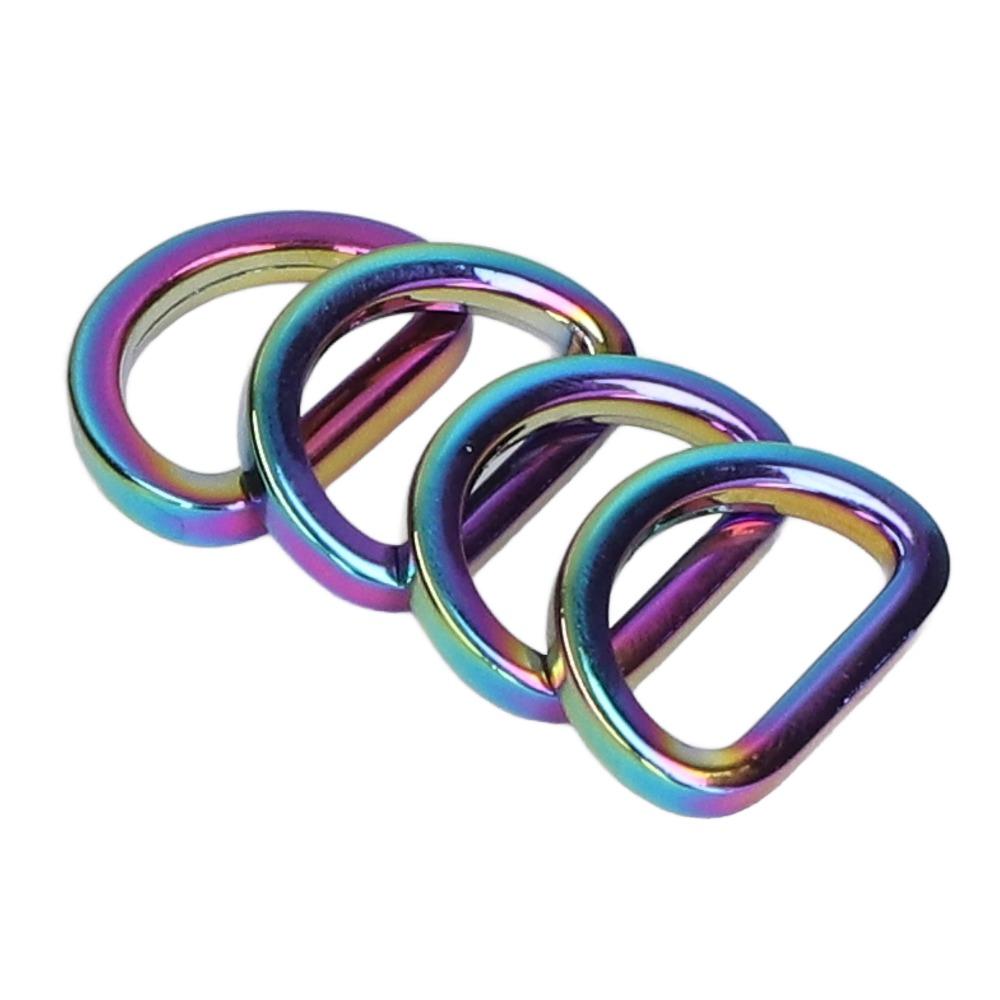 10PCS Luggage Accessories Rainbow D Rings Glossy Finish Durable D-Ring Buckles Zinc Alloy Non-welded Metal Rings Craft Projects