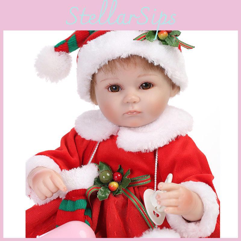 Charming Vinyl Silicone 16'' Lifelike Reborn Doll Baby With Festive Christmas Outfit