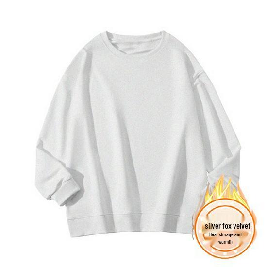 400g Men's & Women's Solid Color Loose Fit Round Neck Sweatshirt - Casual Long Sleeve Versatile Pullover