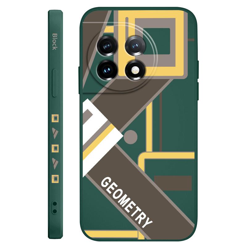 

Beautiful Geometry Phone Case For Oneplus 13 13R 12 12R 11 11R 10 10R 10T 9R 9RT 9 8T 8 7 7T Pro 5G Liquid Silicone Cover OnePlus 11 5G темно-зеленого