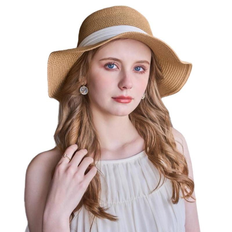 New outdoor sunshade flat top straw hat street shot travel fashion women's retro sun hat