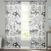 Ocean Summer Vintage Dolphin Window Tulle Curtains for Living Room Bedroom Hotel Luxury Decoration Sheer Curtains