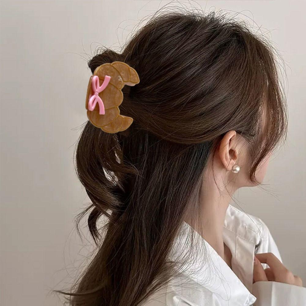 Cute Acetate Hair Crab Clip Toast Delicious Food Claw Clip Lovely Croissant Shark Clip  Daily