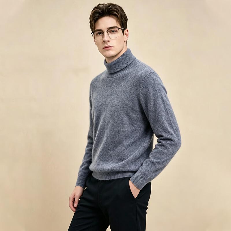 Fengmao Men's Business Casual Turtleneck Wool Sweater
