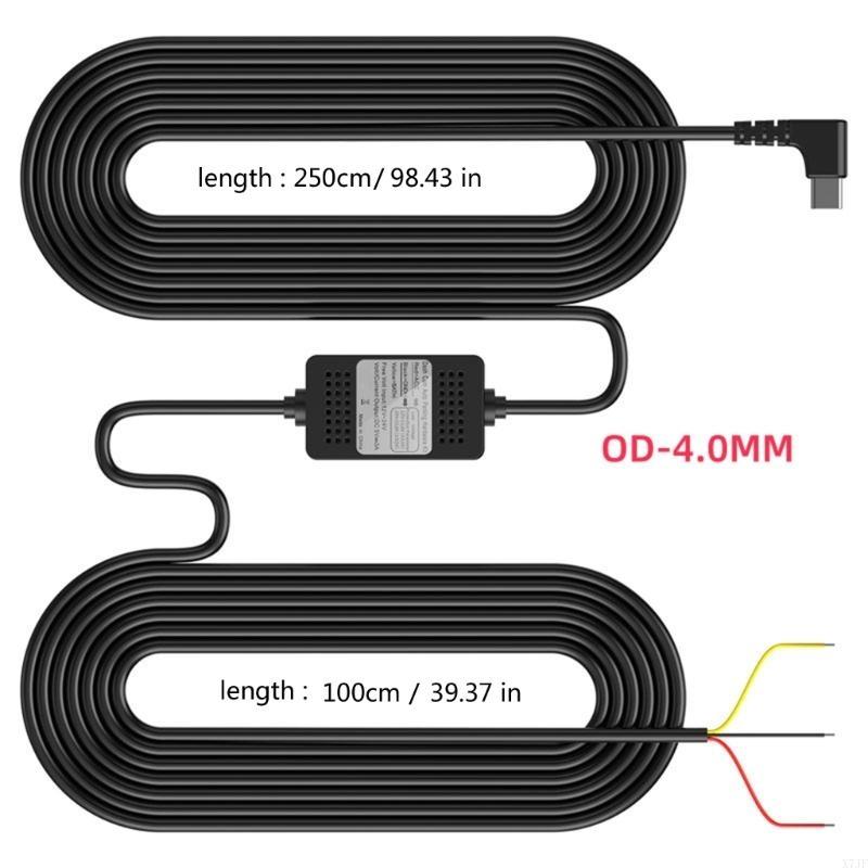 

3A 3.5м Автомобільний Відеореєстратор DVR Комплект Жорсткого Підключення 12-24В Знижувальна Лінія Зарядний Пристрій з Інтерфейсом Type-C USB Камера Відеореєстратора CHINA