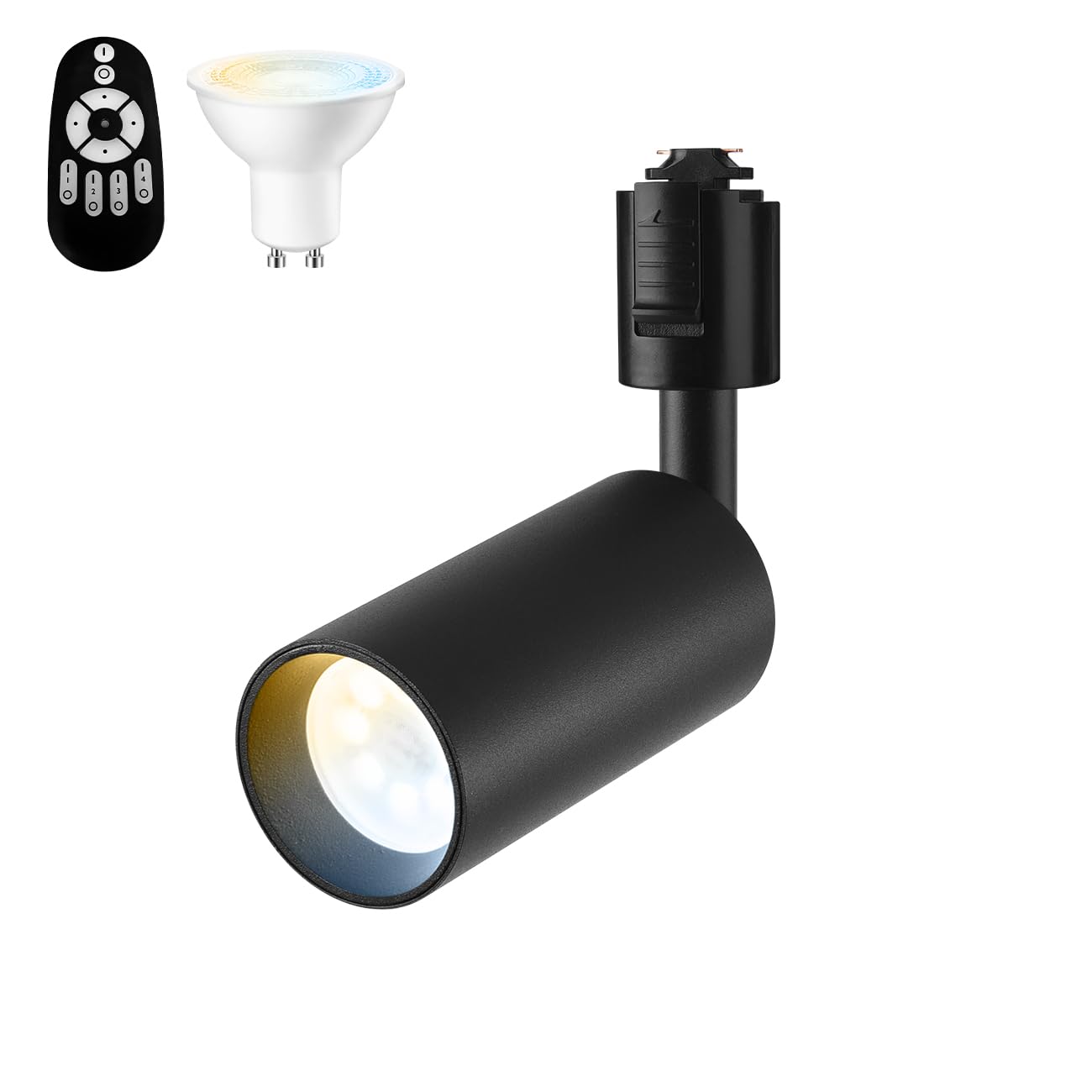 

LVWIT Прожектор для шинопровода, 6 Вт (эквивалент 60 Вт), Диммируемый, с регулировкой цвета, пульт дистанционного управления в комплекте, светодиодная лампа 700 лм, простая установка,