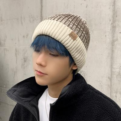 Winter Warmth, Cozy Bocashi Knit Beanie Fur Short Hat