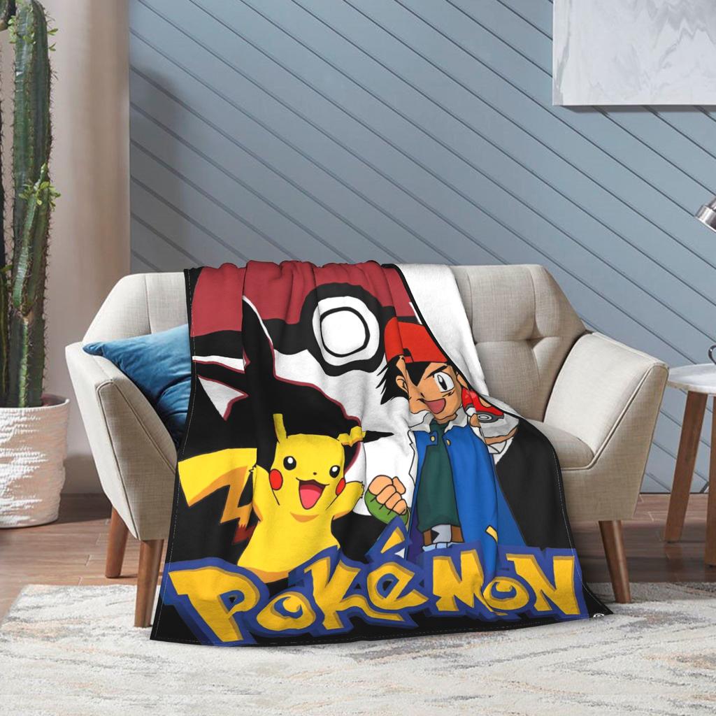 RIPSuper Soft Cartoon Pikachus Throw Blanket Premium Flannel Fleece Lightweight Bed Blanket Cozy Fluffy Bedspread All Season UseR-I-P