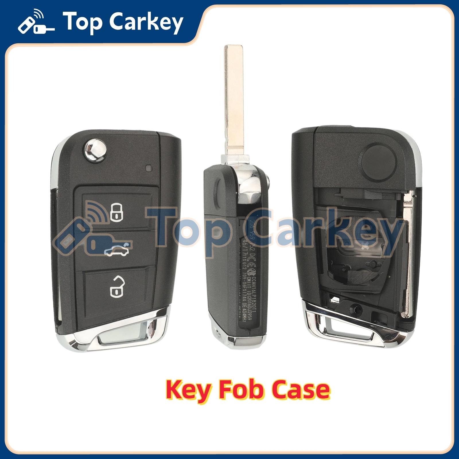 TopCarkey Remote Car Key Shell Fob with HU162R Blade for VW Golf Polo T-Cross Skoda Seat Flip Folding Car Key Cover Key Shell Only