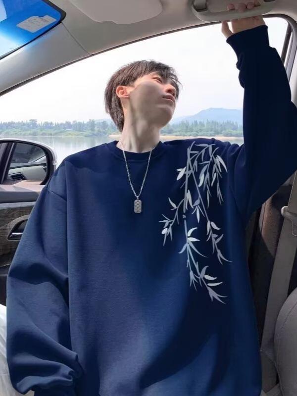 Men's Chinese Style Round Neck Hoodie - High-End, Loose Fit Casual Top