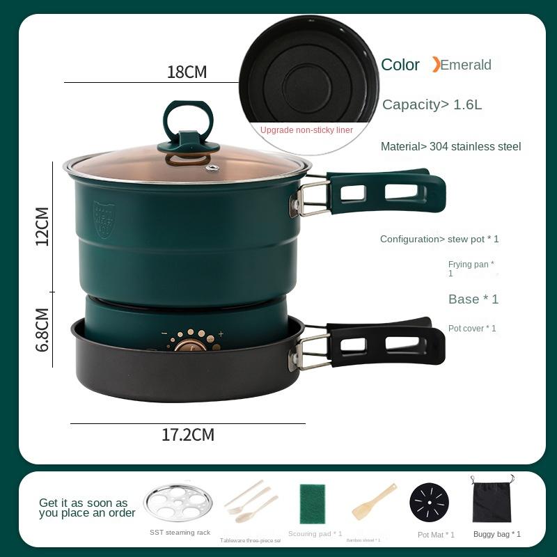 

Электрическая кастрюля для готовки, складная, портативная, мультиварка, сплит-тип, рисоварка, сковорода для дома и путешествий, 1,6 л AU зелёный