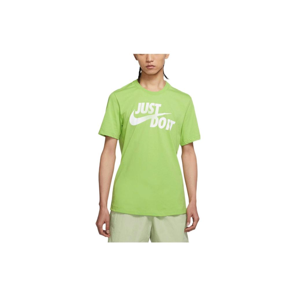Nike Logo Print Crew Neck Casual Sport Short Sleeve T-Shirt Men Tops Green AR5007-332