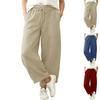 Pantalon Palazzo Large Décontracté en Lin pour Femmes Taille Élastique Polyvalent Business Casual Travail Pantalons Palazzo Avec Poches