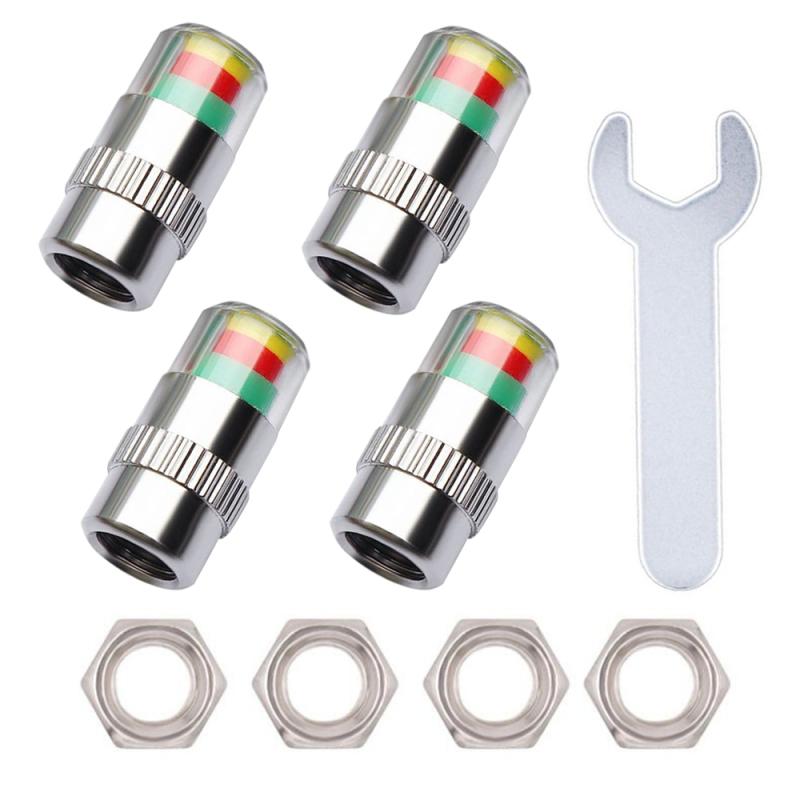 Car Tire Pressure Monitor Valve Stem Caps 2.0-2.3bar Sensor Indicator For Universal Use