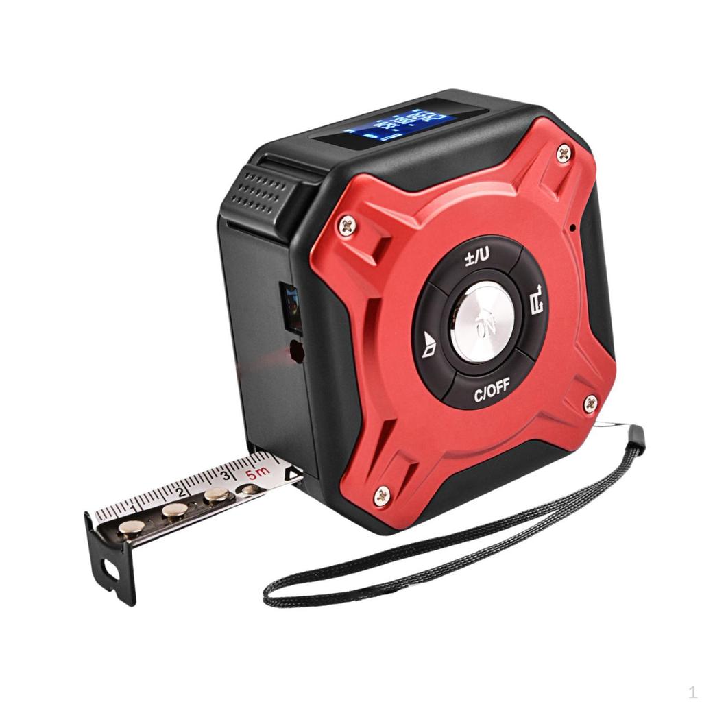 2 in 1 Light Tape Measure 131ft Diatance Meter & 16ft Manual Measuring Black and