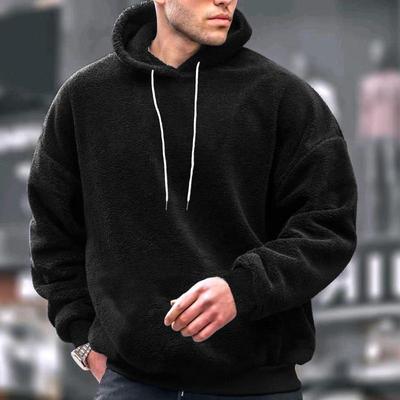 Men's Plus Size Hooded Casual Sweatshirt - Autumn/Winter Coral Fleece Fashion Style
