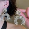 Silver Needle Geometric Rhinestone Earrings: European & American Court Style, Light Luxury, Fashionable Studs, Unique Niche Accessories