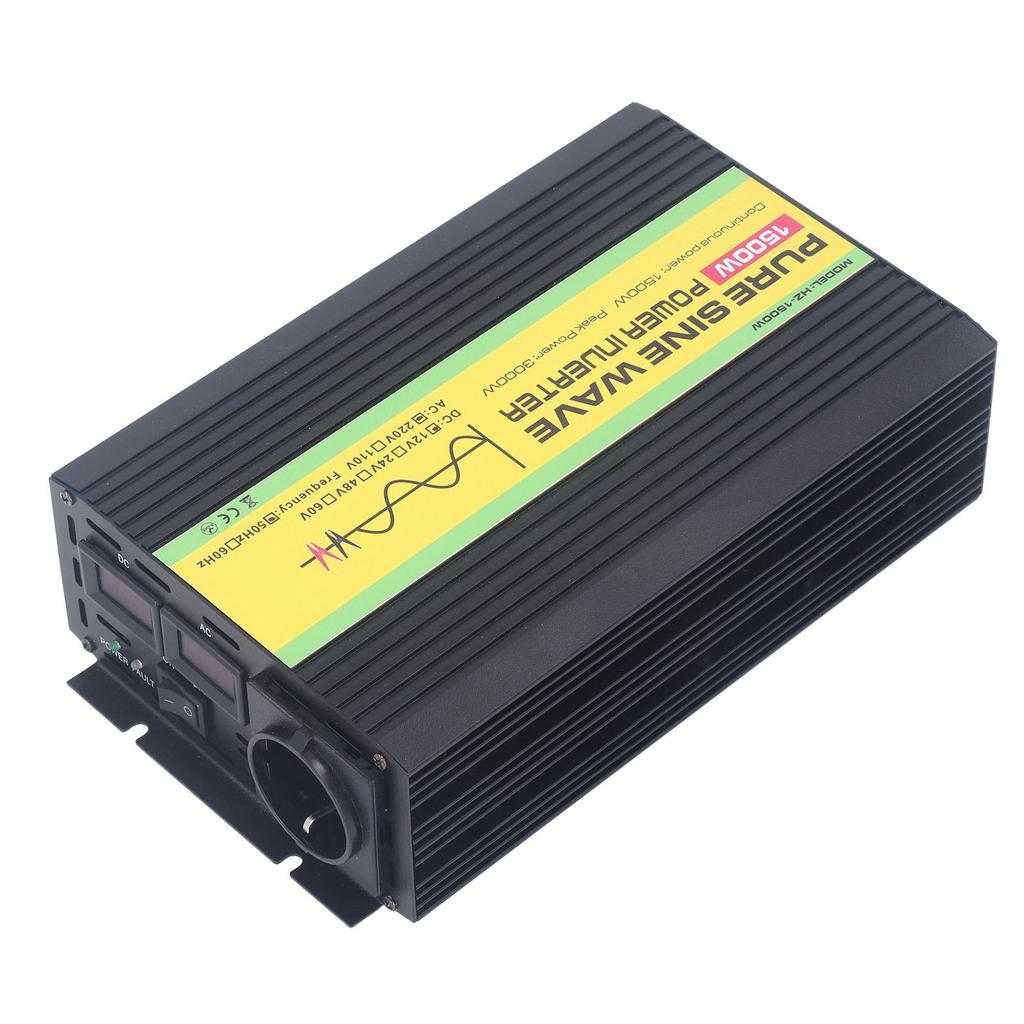 1500W Pure Sine Wave Power Inverter DC 12V To AC 220V Peak Power 3000W with LCD Single Digital Display