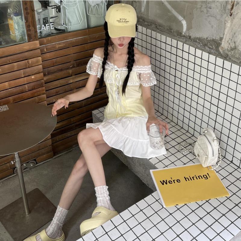 Blue High-waisted Skirt Women's Character Anti-light Spring and Summer Academy Style Simple Pleated Casual Cake Short Skirt