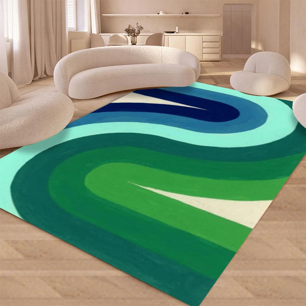 Luxury Rainbow Abstract Line Art Carpet Living Room Sofa Rug Home Decor Bedroom Rug Lounge Kitchen Coffee Table Floormat Modern