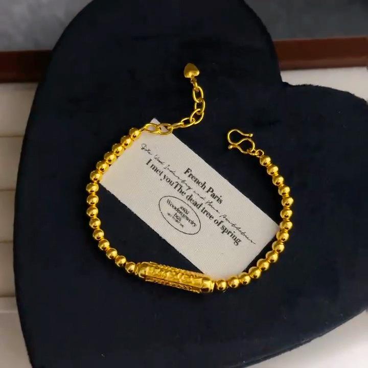 

Golden Ancient-Style Luck Bead Bracelet for Women - Classical Chinese Festival Gift for Mother