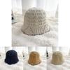 Stylish Round Top Knit Sun Hat With Floral Lace Trim Lightweight Sunscreen Bucket Cap For Summer