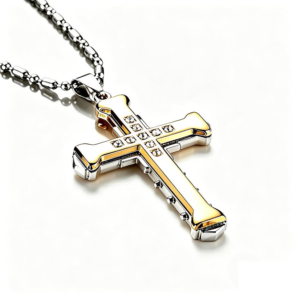 Elegant Multi-Layer Cross Pendant Necklace Jewelry