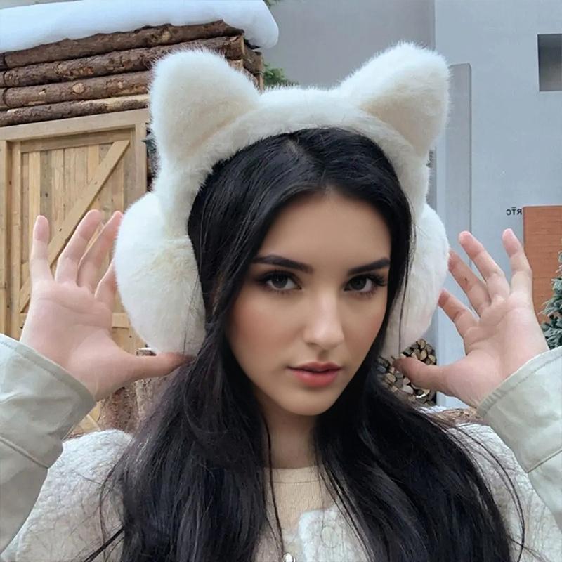 Women Faux Fur Ear Protection Soft Foldable Retractable Plush Outdoor Windproof Winter Ear Warmers Warm Multiple Options Available
