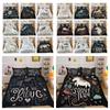 Home Bedding Set Woman 3D Unicorn Cartoon Lovely Home Bedclothes Twin Full Size Polyester Bed Set Cover