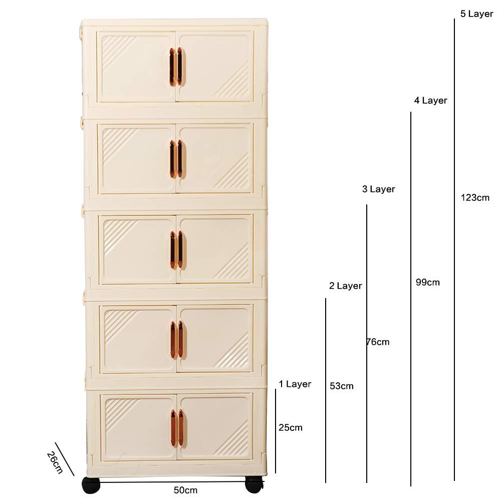 Plastic Foldable Storage Cabinet Large Capacity Multi-Layer Storage Locker  for Home