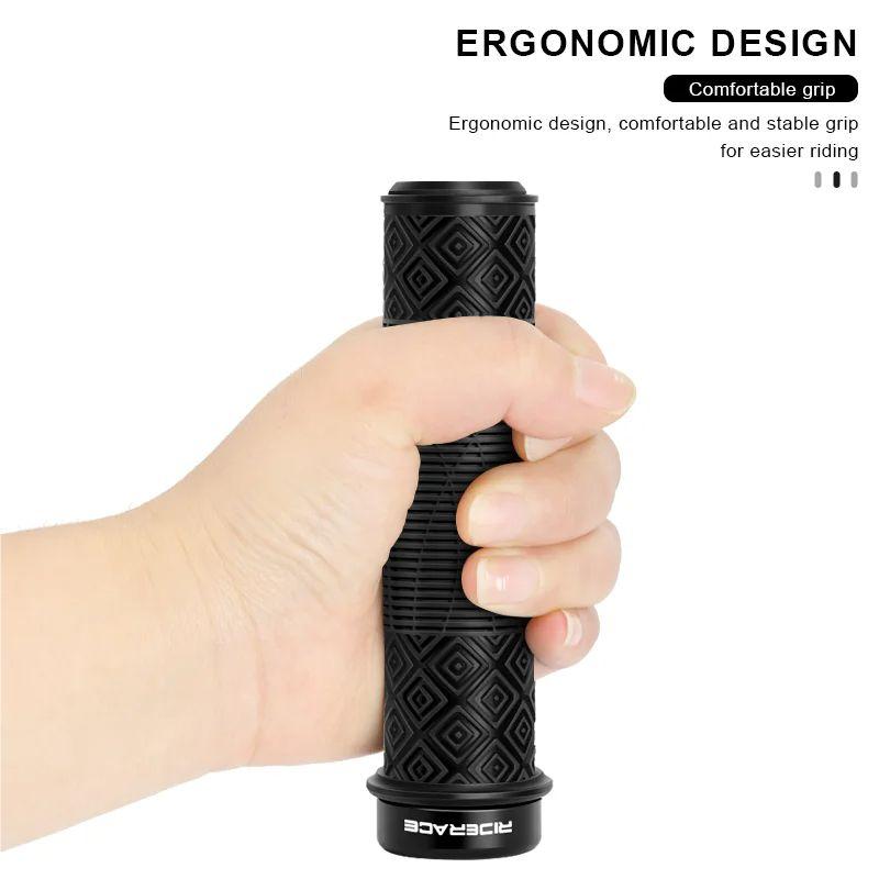 RIDERACE Bicycle Handlebars Grips TPR Rubber Ergonomic Mountain Mtb Bike Handle Bar Bmx Steering Grip Anti-skid Comfy Bar Ends