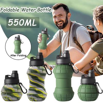 Bottiglia d'acqua pieghevole in silicone da 550 ml, portatile, per sport, fitness, creativa, per bere, per viaggi all'aperto, borraccia