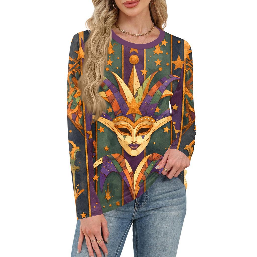 Long Sleeve Shirts For Women Cute Print Graphic Tees Blouses Casual Plus Size Basic Tops Pullover