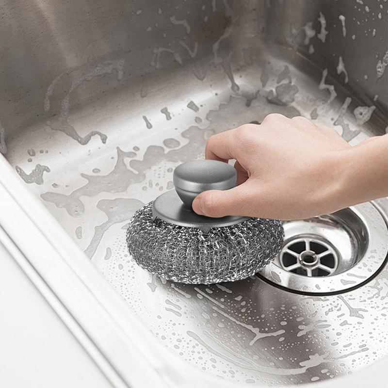 Stainless Steel Scrubber Stainless Steel Cleaning Brush Scrubber Stainless Steel Steel Wool Brush For Iron Pots Barbecue Grills