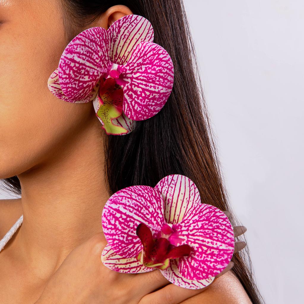 Fresh multi-colored flower earrings Valentine's Day series gentle simulation big flower earrings earrings women