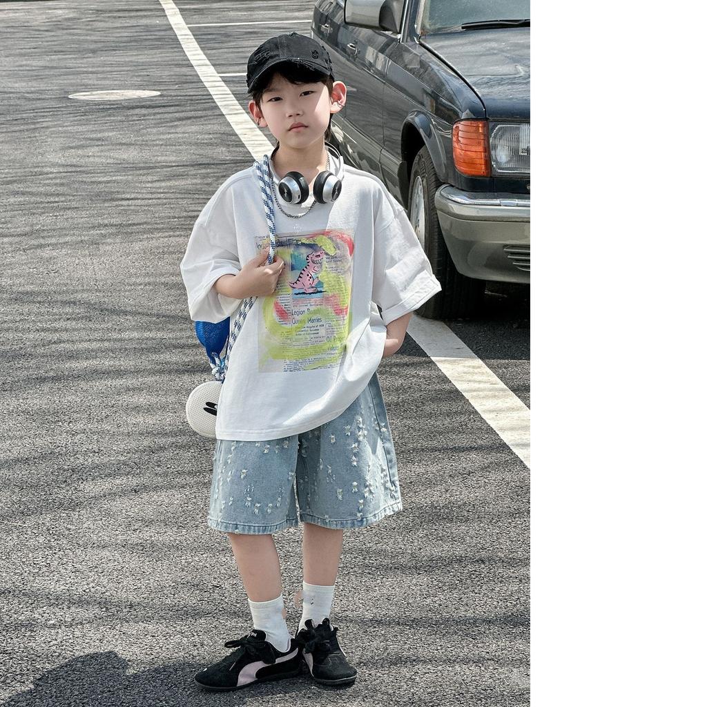 Boys Summer Children Korean Summer Five-point Jeans Children's Cartoon