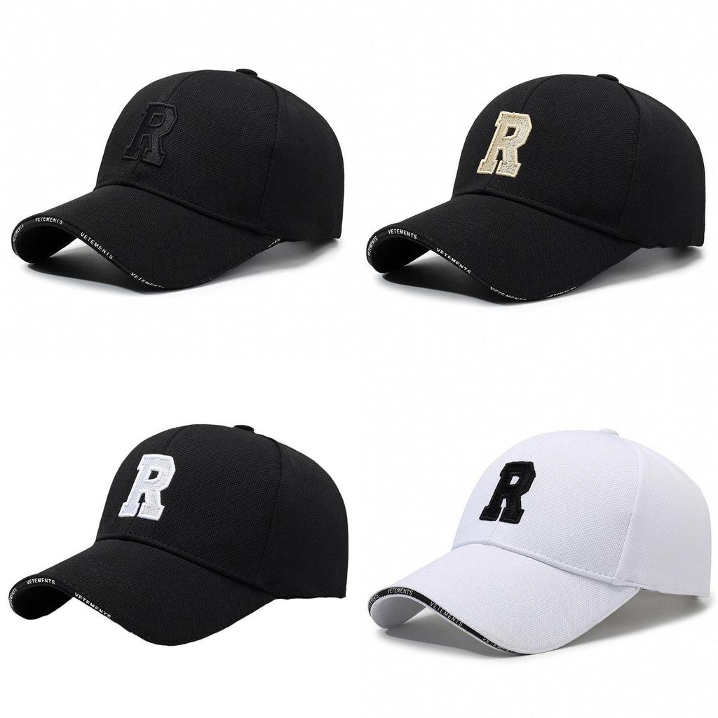 Embroidered R Letter Baseball Cap Adjustable Sun Protection Outdoor Hat Sports