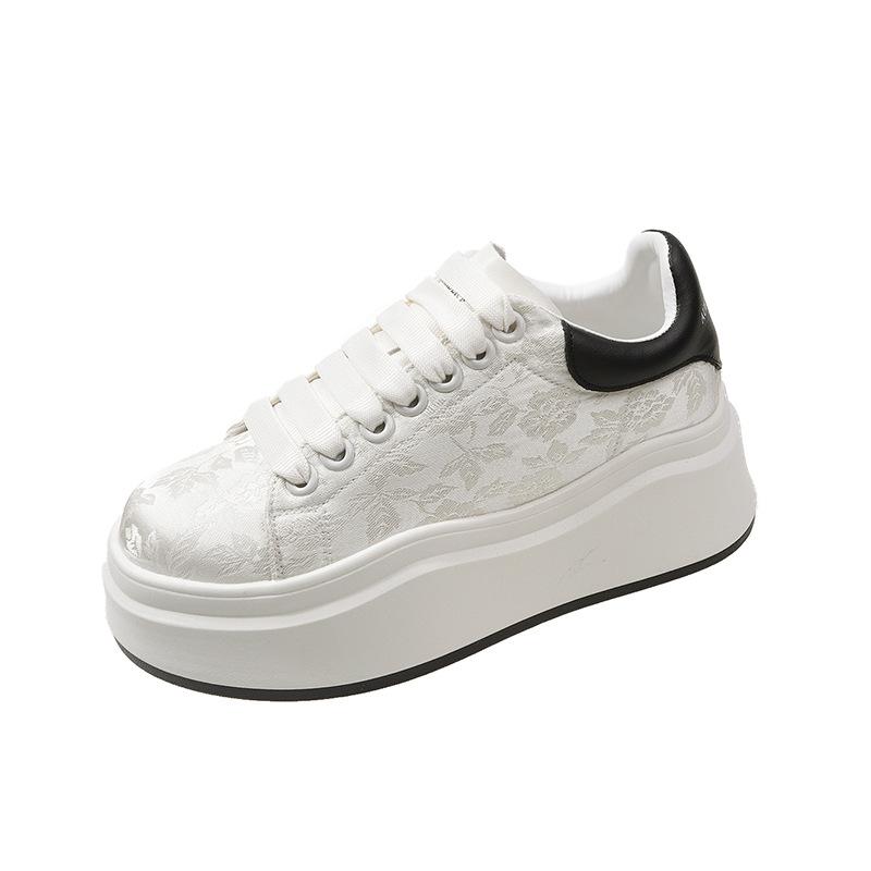 

Sneakers for Women New Fashion Platform Shoe Spring Autumn Casual Flats Female Thick Sole Breathable White Vulcanized Shoes 40 чорний