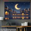 2D Arabian Night Backdrop, Glowing Mosque and Starry Sky Background Banner