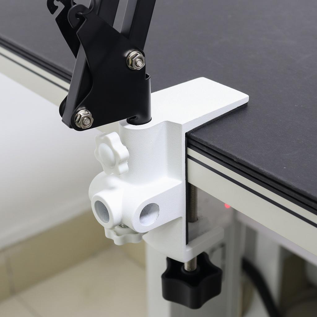 White Metal Universal Clamp Bracket - 1/2 Inch 4 Hole Table Mount for Magnifying Lamp, Microphone, Scissor Boom Arm & Desk Accessories