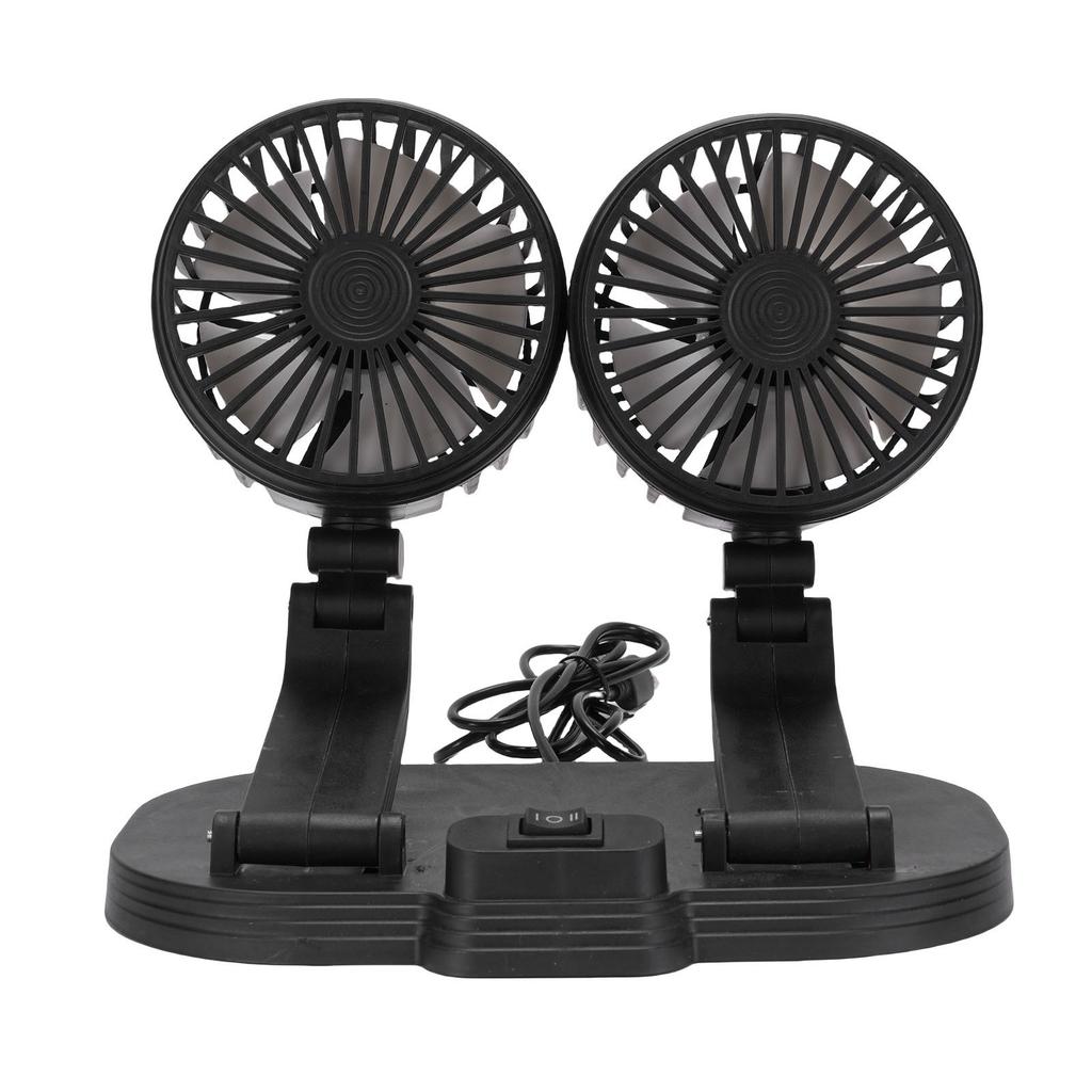   5V USB Car Cooling Fan 2 Speed Wind Quiet 360 Deg Rotatable Portable Dual Head Desk Fan for SUV RV Truck