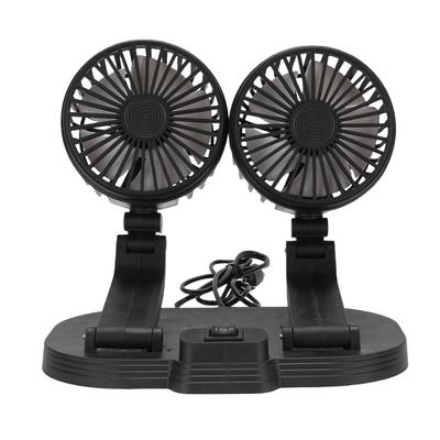 5V USB Car Cooling Fan 2 Speed Wind Quiet 360 Deg Rotatable Portable Dual Head Desk Fan for SUV RV Truck