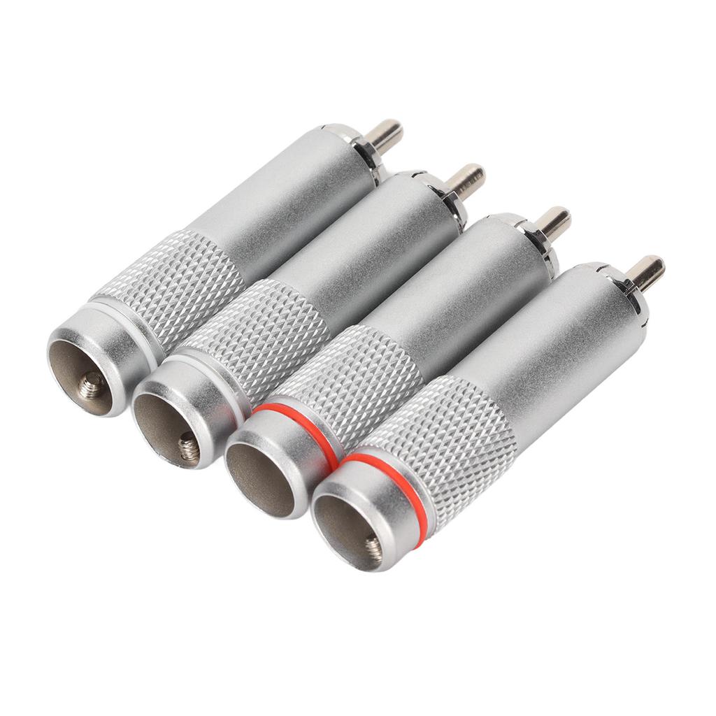 4Pcs RCA Sound Connector DIY Chrome Plated Low Loss Welding RCA Male Plug for Professional Sound