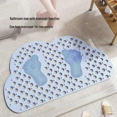 Tapis de sol de salle de bain bleu antidérapant avec design à marches, Protection anti-chute pour lavabo
