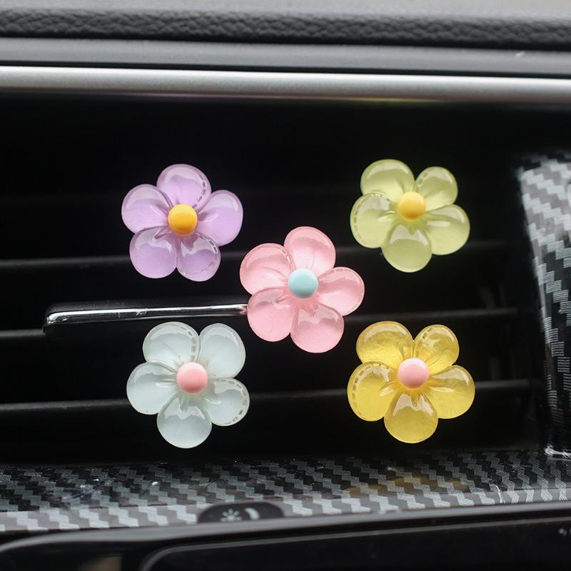 Car Air Outlet Decorative Clip Daisy Auto Air Conditioning Vent Crystal Daisy Resin Ornaments Car Interior DIY Decor Accessories